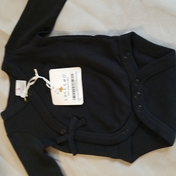 ORGANIC COTTON BABY BODY SUIT 0-3 MONTHS BY LUKEENO  IN BLACK - Picture 4 of 8